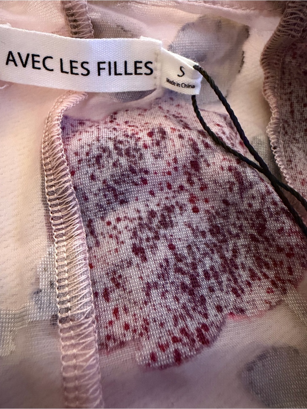 Avec Les Filles Burnout Velvet Floral Ruffle Blouse Pink Size S NWT - Picture 8 of 9